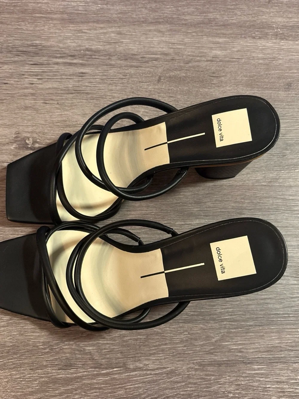 Dolce Vita Black Strappy Square Toe Block Heels